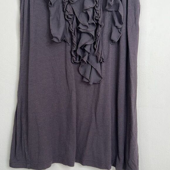 Express Dark Gray Scoop Neck Ruffle Bib Front Tank Top Blouse - Picture 5 of 16